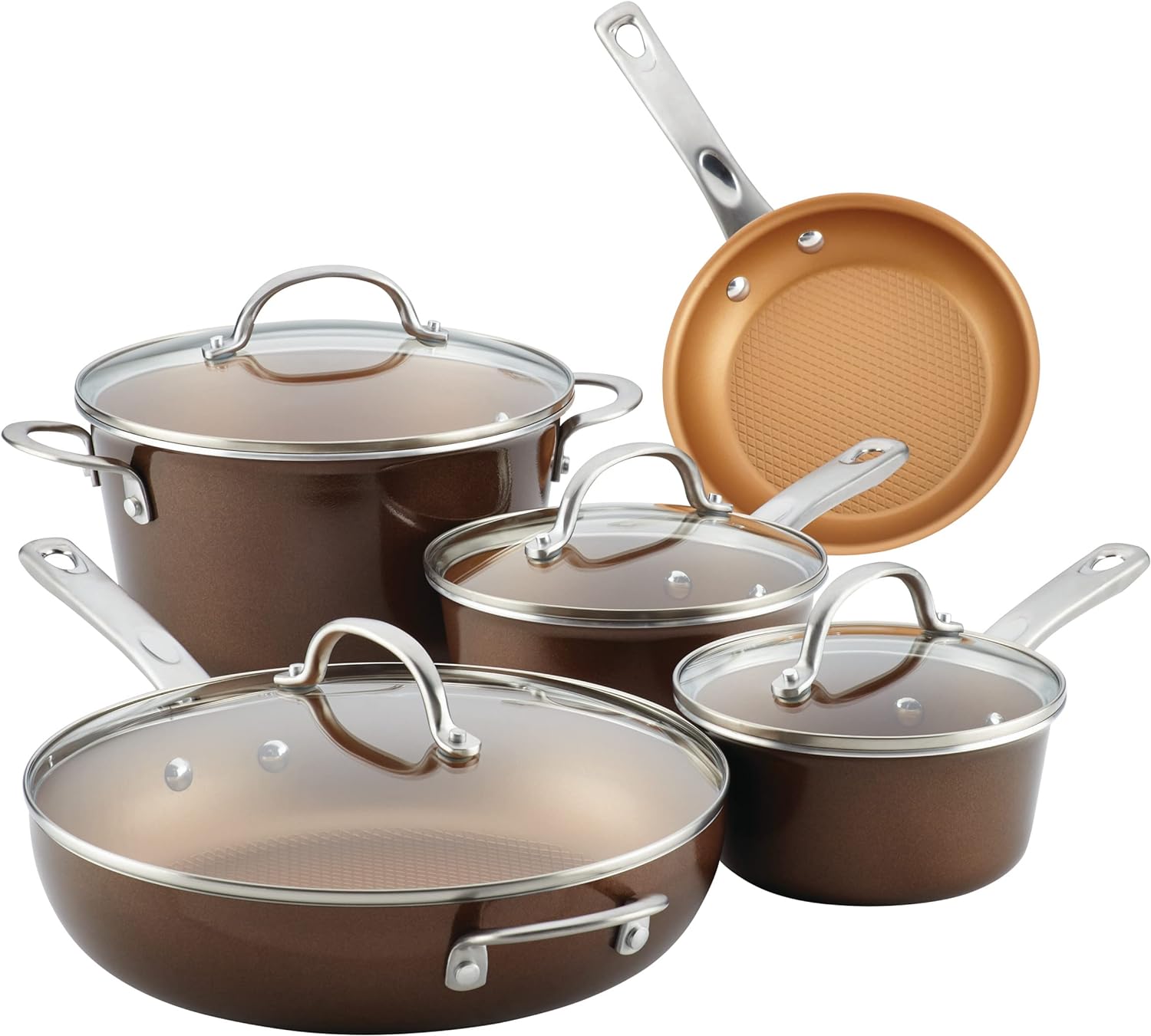  Ayesha Curry Home Collection Nonstick Cookware Pots and Pans Set, 9 Piece