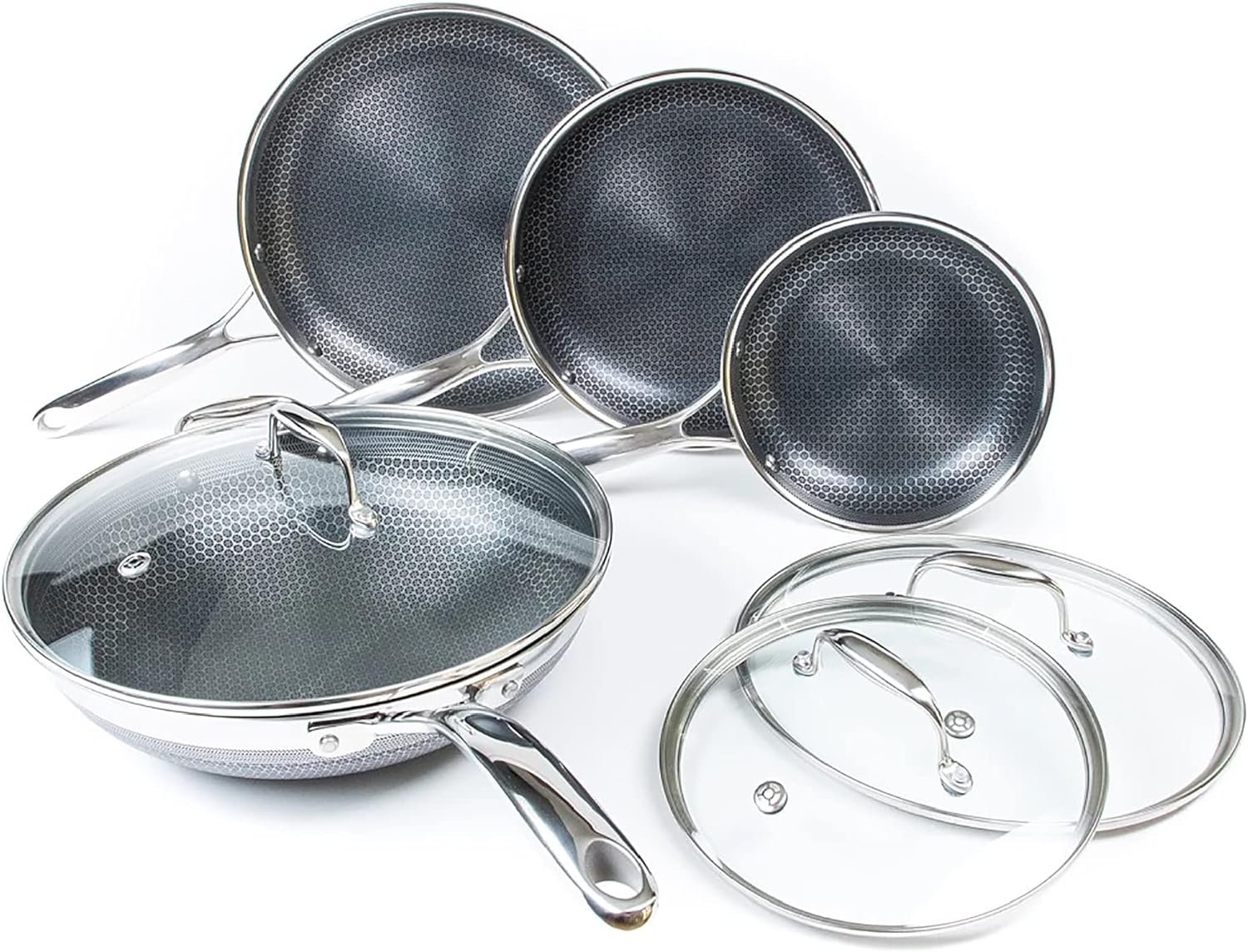Hexclad 7-Piece Hybrid Stainless Steel Cookware Set 