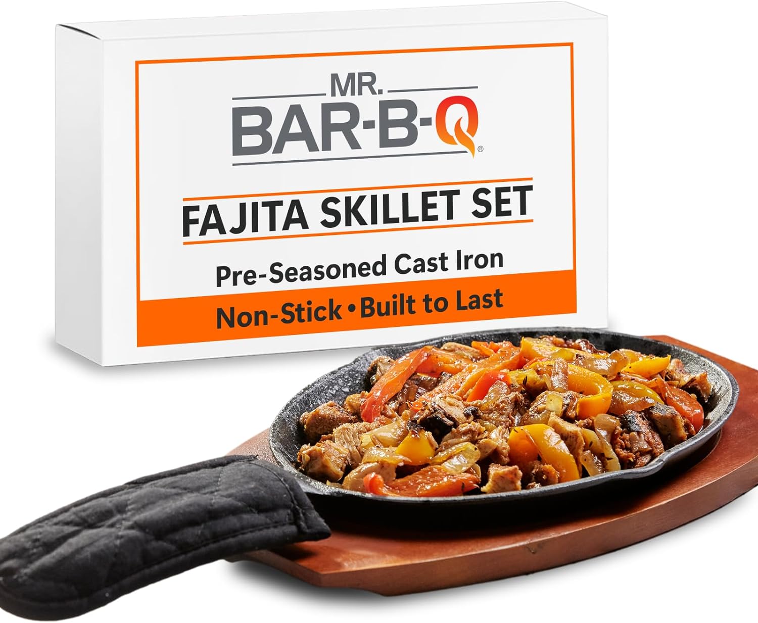 Mr. Bar-B-Q Cast Iron Fajita Skillet Set