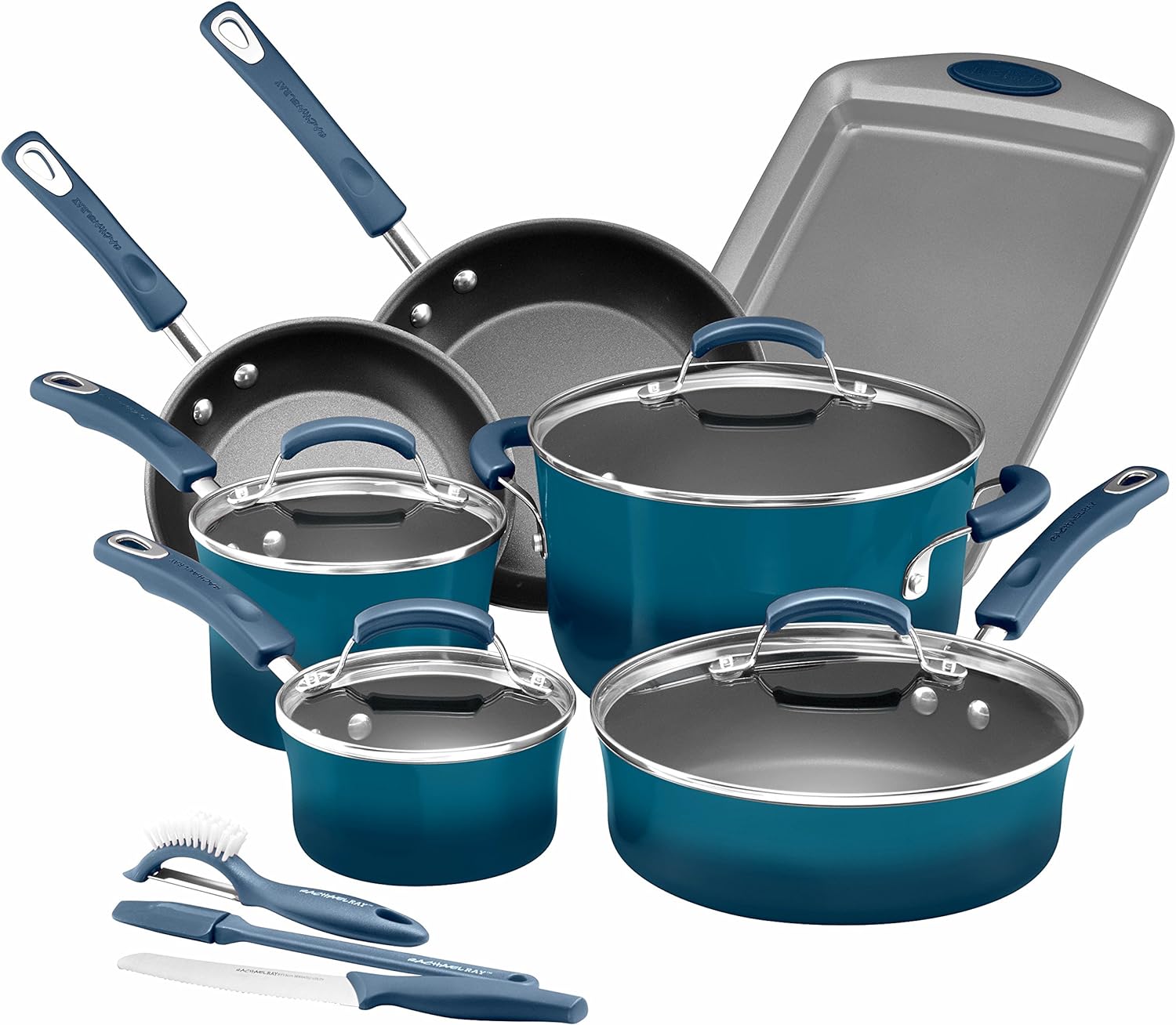 Rachael Ray Brights Nonstick Cookware Set Pots and Pans Set