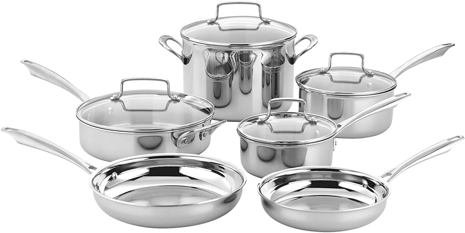 Cuisinart TPS-10 Tri-ply Stainless Steel Cookware Set