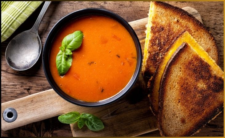 Creamy Tomato Soup with Grilled Cheese