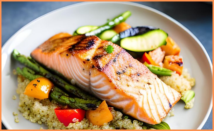 Baked Salmon with Quinoa and Roasted Vegetables