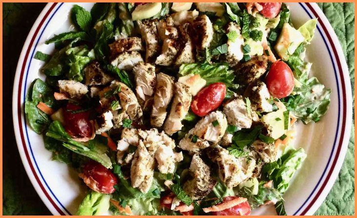 Grilled Chicken Salad with Lemon-Tahini Dressing