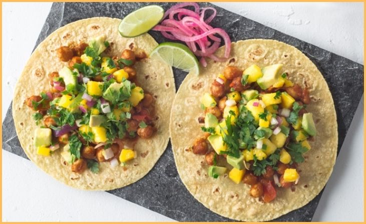 Roasted Chickpea Tacos with Avocado Salsa