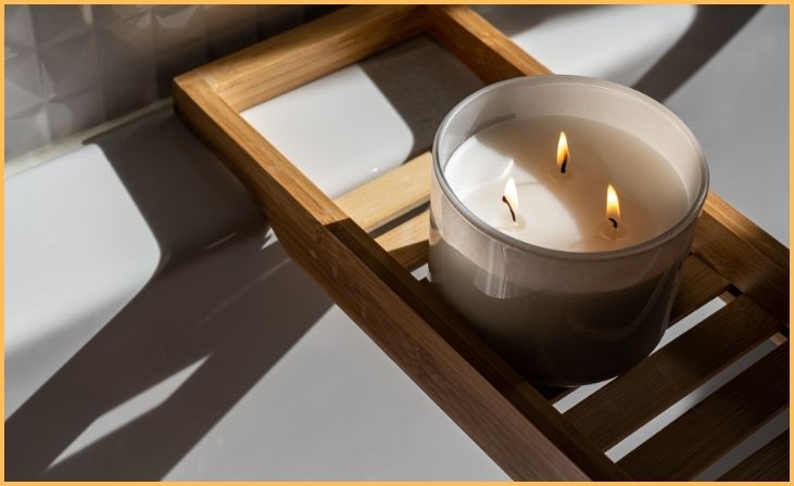 Wooden Tray with Candles and Greenery